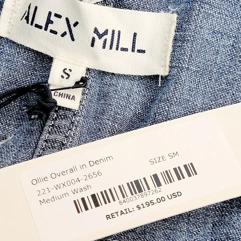 NWT ALEX MILL Ollie Belted Overalls In Denim Jumpsuit Small New - Picture 10 of 13